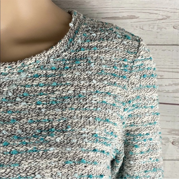 Westbound Petite Sweater Blue Marled Lace Ruffle - Picture 4 of 12